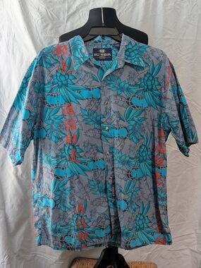 Wu Wear Teal Hawaiian Print Short-Sleeve Shirt